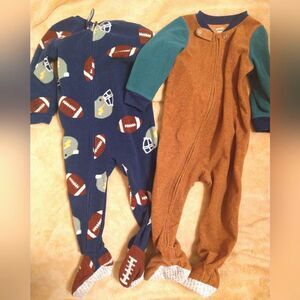 18mo Kids Football Print One Piece Pajamas 2pc fleece